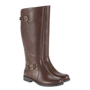 Baretraps Women's CARMEN Riding Buckle Zip-Up Boots BROWN SIZE 10